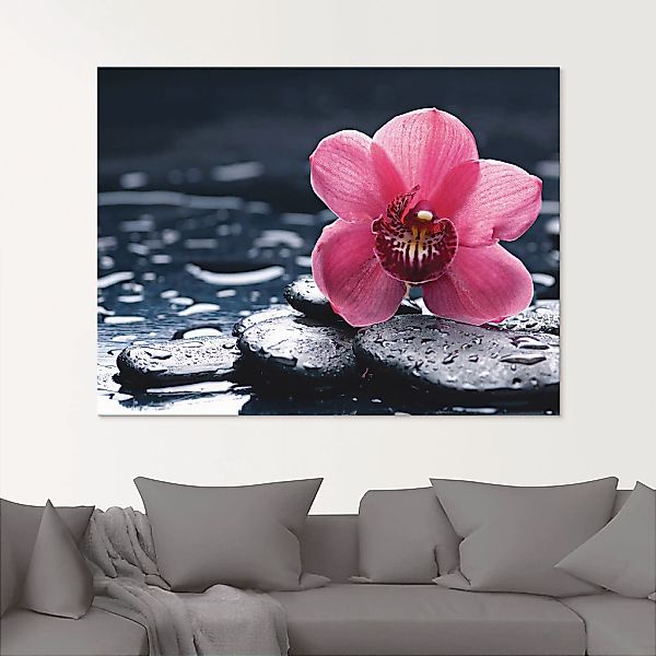Artland Glasbild "Stillleben mit Kiesel und einer Orchidee" Blumen 1 Stk. t günstig online kaufen
