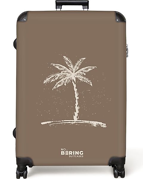NoBoringSuitcases.com© Hartschalen-Trolley Braun mit beiger Palme günstig online kaufen