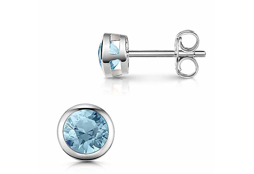 Materia Paar Ohrstecker Damen Zirkonia Blau hellblau klein Ø6mm rund SO-486 günstig online kaufen