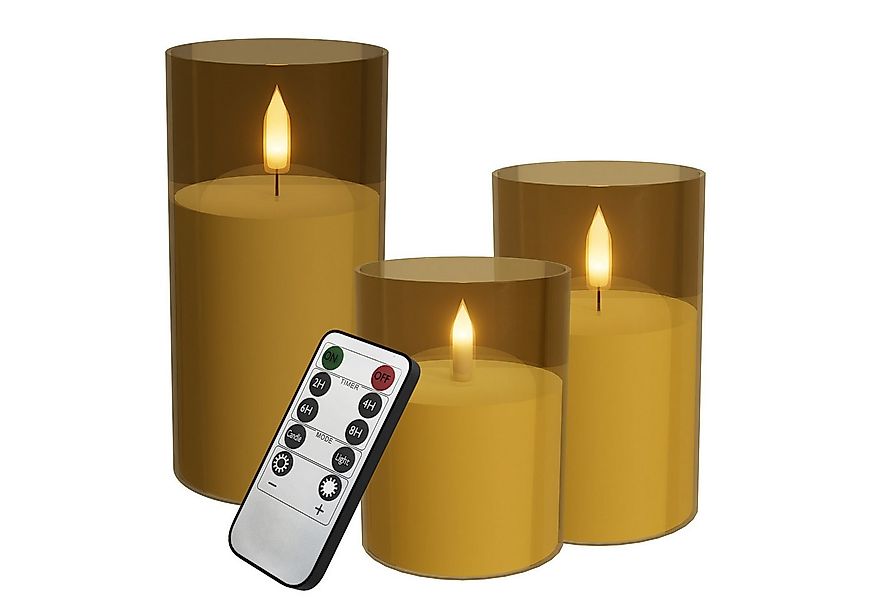 FIVMEN LED-Kerze 3 Stück LED Kerzen Flammenlosekerzen mit Fernbedienung Acr günstig online kaufen