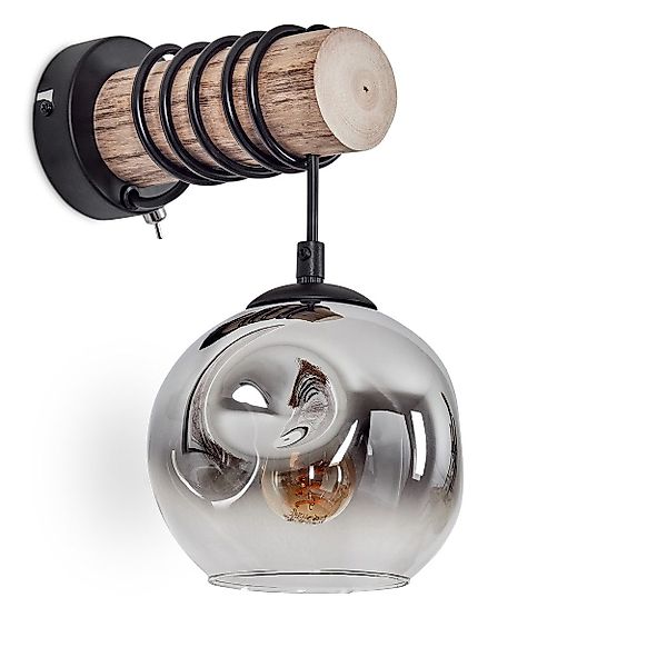 hofstein Wandleuchte Wandlampe aus Holz/Metall/Glas in günstig online kaufen