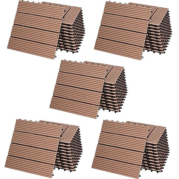 Casaria Holzfliesen 55x Klassik Terrakotta, Terrassenfliesen günstig online kaufen
