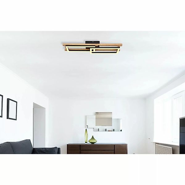 Globo LED-Deckenleuchte Illa 1-flammig Schwarz matt 690 x 365 x 105 mm günstig online kaufen