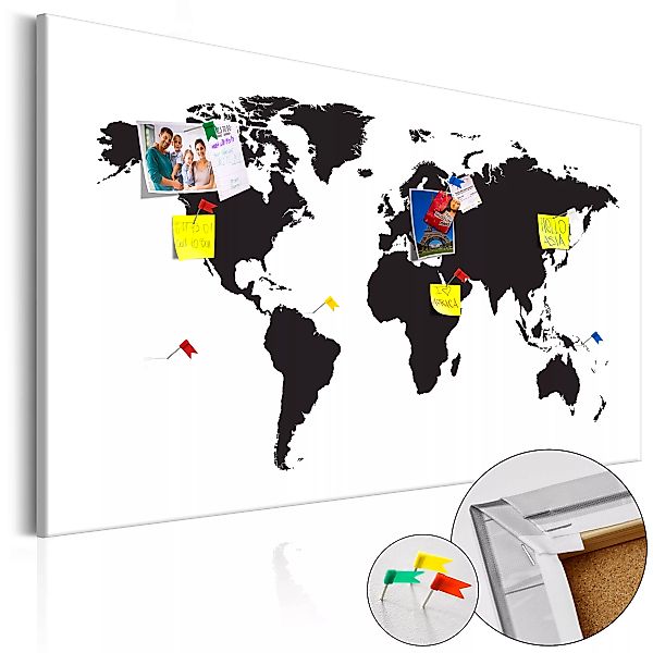 Korkbild - World Map: Black & White Elegance [cork Map] günstig online kaufen