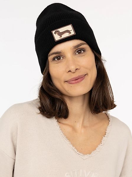 Zwillingsherz Beanie ""Dog Patch"", mit süßem Dackelmotiv und Wollanteil günstig online kaufen