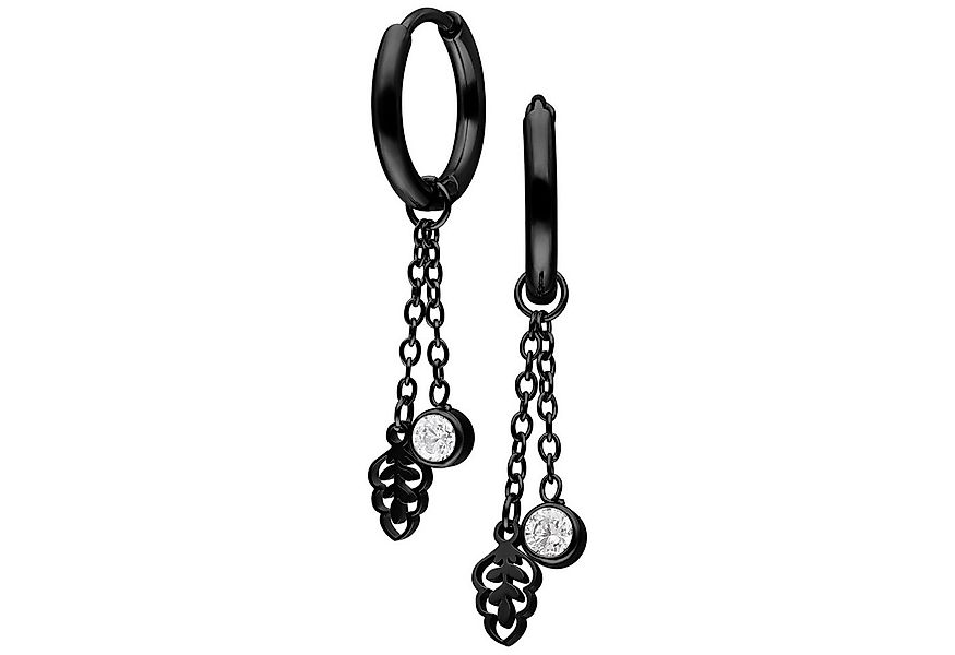 Wildcat Paar Ohrhänger Mini Crystal Leaf Hoops Pair - Black Metal, Chirurge günstig online kaufen