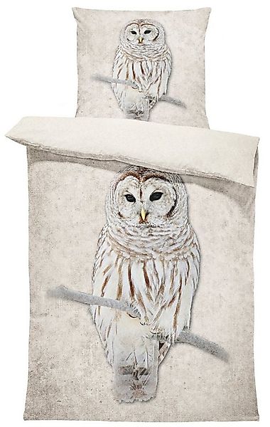 One Home Bettwäsche Dolia, Fleece, 4 teilig, Eule Natur, kuschelig flauschi günstig online kaufen