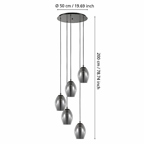 EGLO Stars Of Light Hängelampe Estanys, schwarz, 5-fl. rund günstig online kaufen