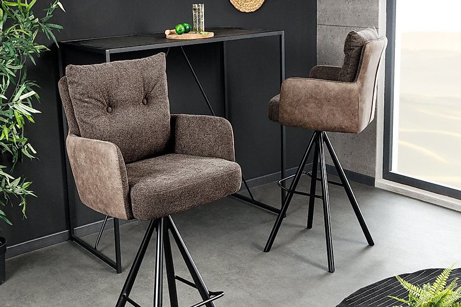 riess-ambiente Barhocker BIG GEORGE taupe/schwarz - Samt, drehbar, Metall-B günstig online kaufen