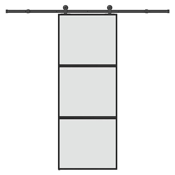vidaXL Schiebetür mit Beschlag 76x205 cm Hartglas & Aluminium 3332938 günstig online kaufen