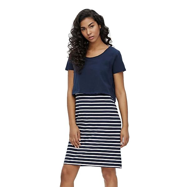 Mamalicious Lea June Kurzes Kleid Umstandsmode S Navy Blazer / Stripes Snow günstig online kaufen