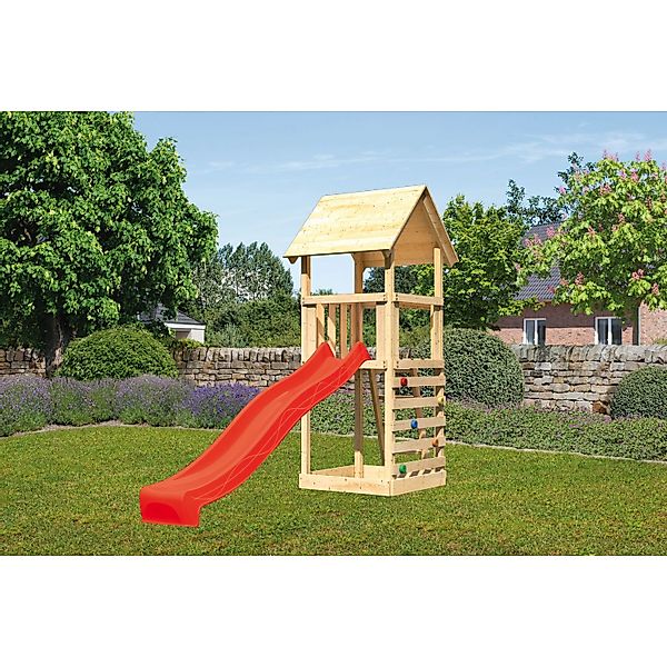 Karibu Spielturm Lotti mit Kletterwand & Rutsche Blau günstig online kaufen