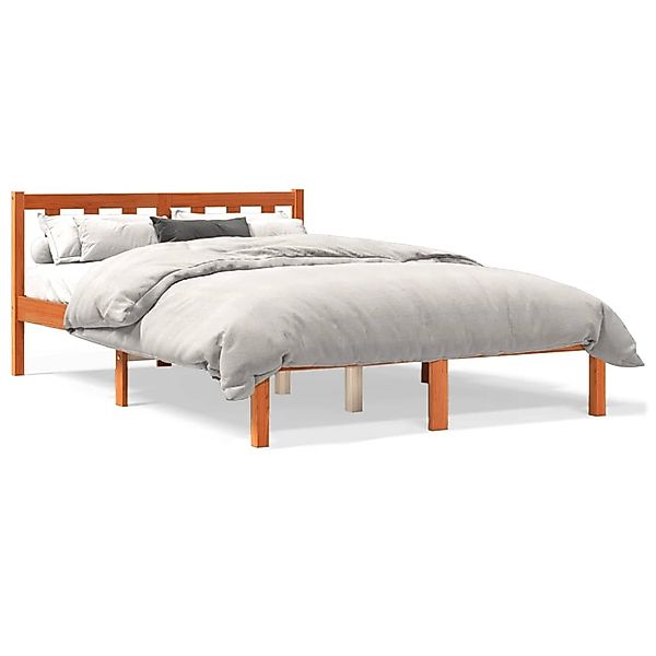 vidaXL Massivholzbett ohne Matratze Wachsbraun 135x190 cm Kiefernholz 84480 günstig online kaufen