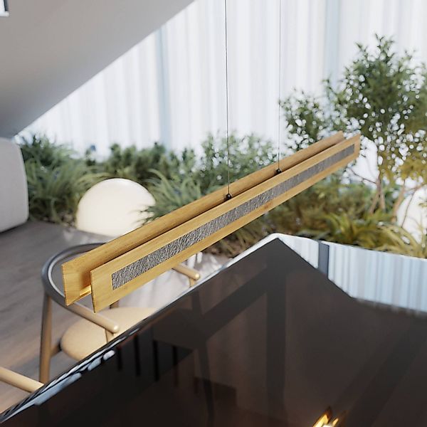 LED-Hängeleuchte Chile S, eiche/granit, Länge 116 cm günstig online kaufen