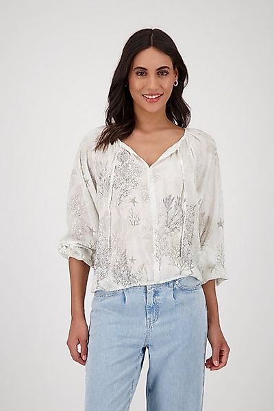 Monari Langarmbluse Bluse Korallenriff allover Mit Rundhalsausschnitt günstig online kaufen