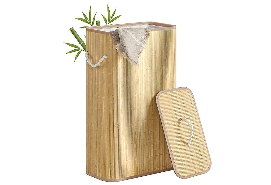 SONGMICS Wäschekorb, Wäschekorb mit Deckel, 60/90 L, Wäschesammler Bambus, günstig online kaufen