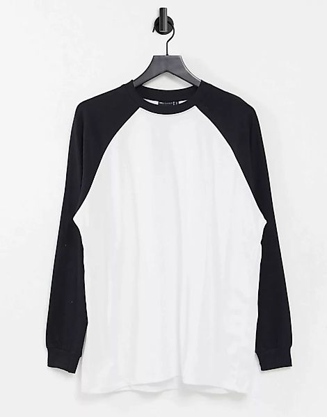 ASOS DESIGN – Langärmliges Oversized-Shirt mit kontrastierenden Raglanärmel günstig online kaufen