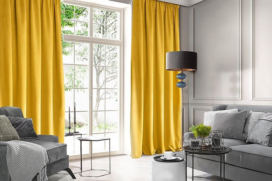 Design91 Vorhang Samtvorhänge Wohnzimmer Schlafzimmer Blickdicht Ösen Velou günstig online kaufen