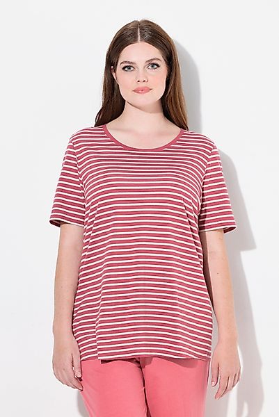 Ulla Popken Pyjamaoberteil Pyjamashirt Ringel Rundhals günstig online kaufen
