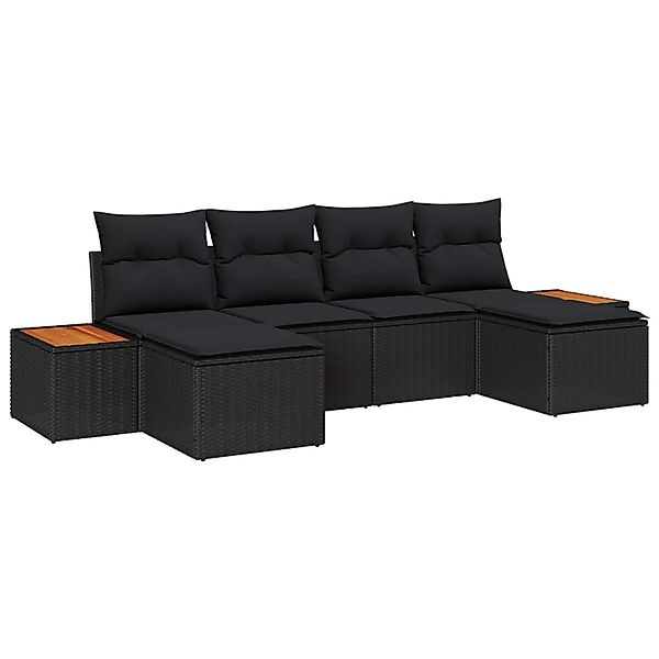vidaXL Gartensofa-set mit Kissen 6-Tlg Schwarz Poly-Rattan 3356808 günstig online kaufen