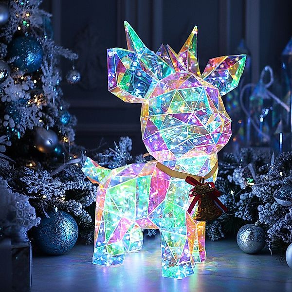 Arnusa Weihnachtsfigur Beleuchtetes Rentier LED Kristall-Optik günstig online kaufen
