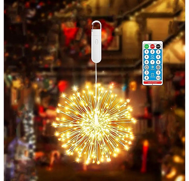 Rosnek LED-Lichterkette Hängend Dimmbar Feuerwerk Lichterkette Rechargeable günstig online kaufen