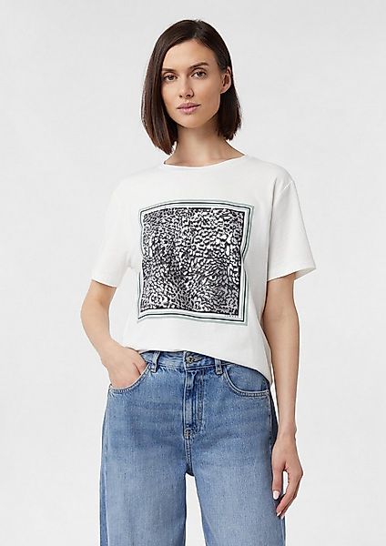 comma Kurzarmshirt T-Shirt Baumwollmix-T-Shirt im Regular Fit mit Frontprin günstig online kaufen