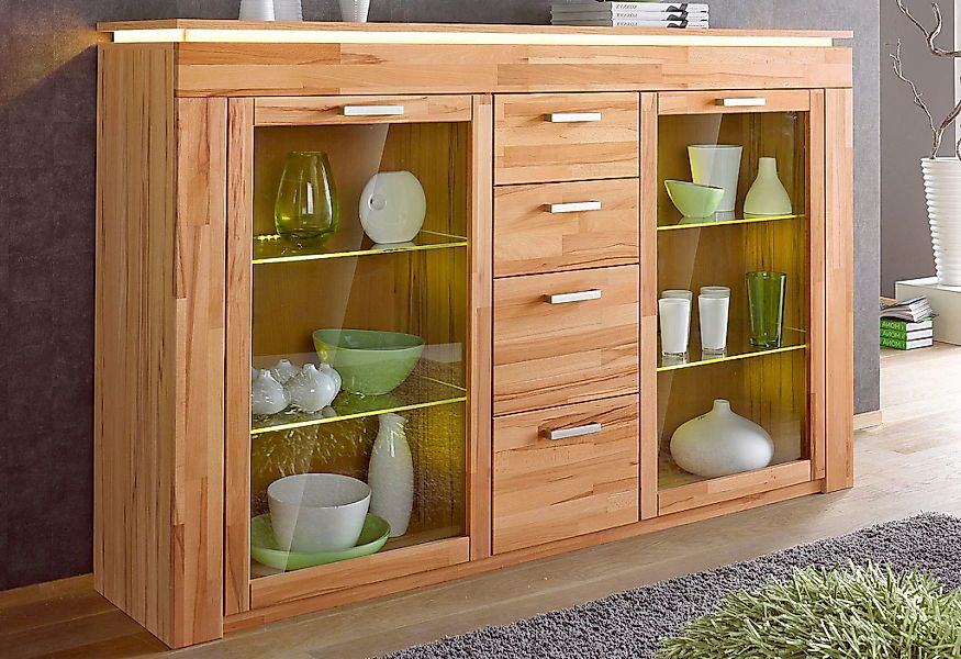 VOGL Möbelfabrik Highboard "Toronto", opt. Glastüren, teilmassiv, Rahmenopt günstig online kaufen