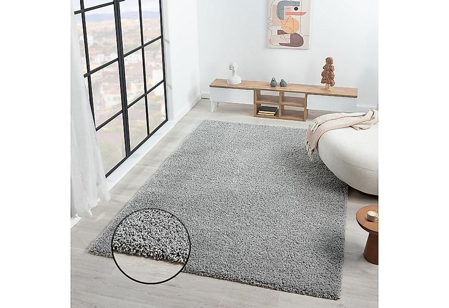 Vimoda Hochflor-Teppich prime, Shaggy Langflor, Uni Grau, Rund, Höhe: 30 mm günstig online kaufen