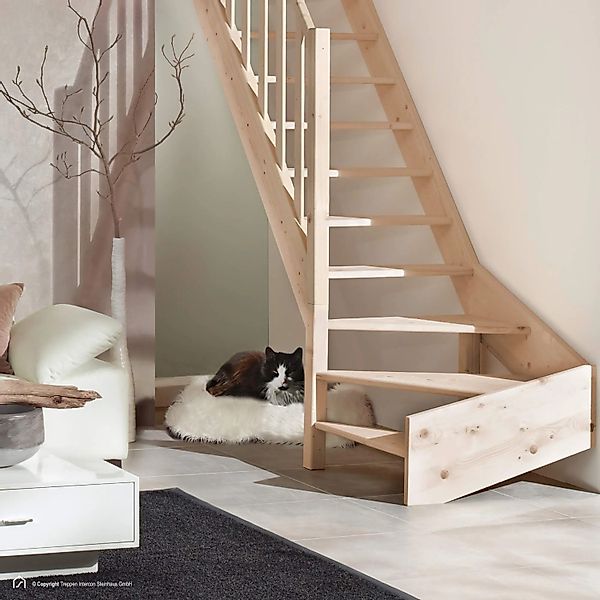 Treppen Intercon Holztreppe Casablanca Raumspartreppe Fichte Naturbelassen günstig online kaufen