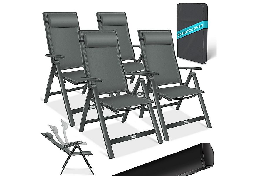 KESSER Gartenstuhl (4 St), Hochlehner mit Armlehnen Aluminium Klappstuhl günstig online kaufen