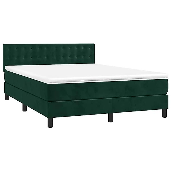 vidaXL Boxspringbett mit Matratze & LED Dunkelgrün 140x190 cm Samt 3134642 günstig online kaufen