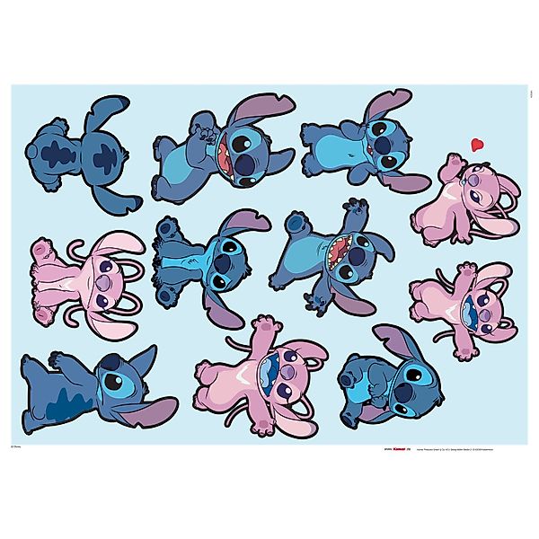 Komar Wandtattoo Stitch and Angel Happy - Größe 50 x 70 cm (12 St), Künstle günstig online kaufen