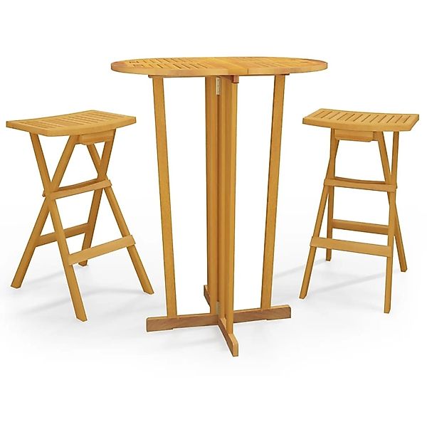 vidaXL 3-Tlg Bar-Set Klappbar Massivholz Teak 3100777 günstig online kaufen