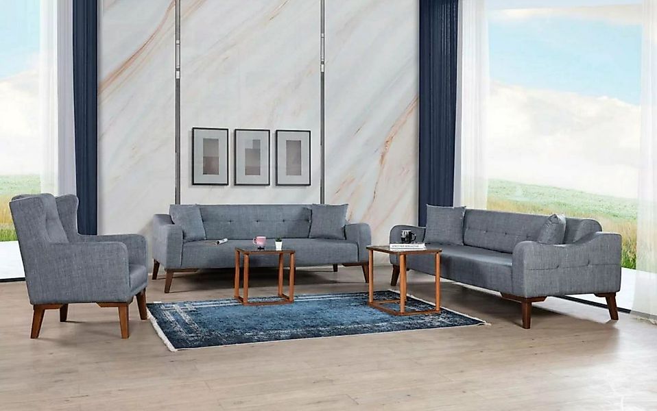 JVmoebel Sofa Sofagarnitur Komplette Garnitur Sofa Sessel Sofas Set 3tlg 3+ günstig online kaufen