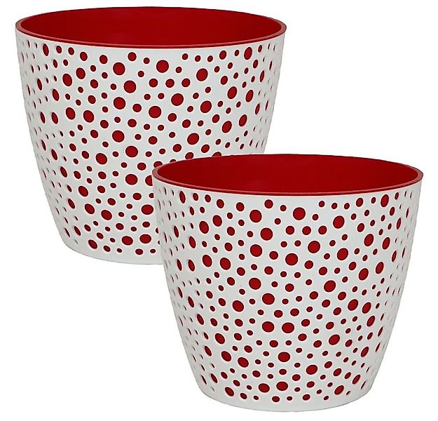 Heimwerkercenter Übertopf MePla - 2 Stück Übertopf VERO -ø11cm - weiss/rot günstig online kaufen