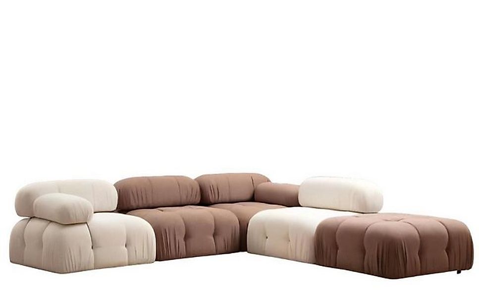 JVmoebel Ecksofa Braun-Weißes Ecksofa Designer Wohnzimmer L-Form Moderne Co günstig online kaufen