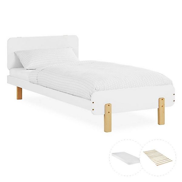 Homestyle4u Holzbett Kinderbett 90x200 cm Einzelbett Jugendbett Holzfüße Gä günstig online kaufen