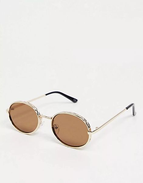 ASOS DESIGN – Goldfarbene Sonnenbrille mit ovalem, abgeschrägtem Rahmen und günstig online kaufen