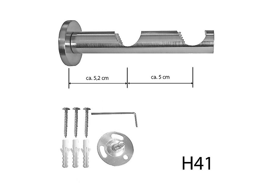 BASIT Gardinenstange Edelstahloptik 20mm mit Wandträgern 120 cm E81, Ø 20 m günstig online kaufen
