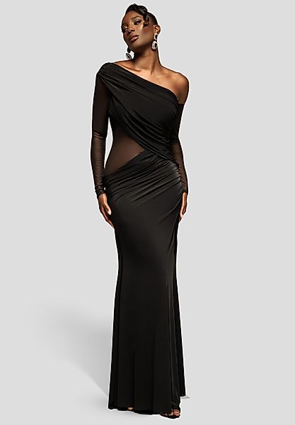 Goddiva Maxikleid Gathered Cowl Asymmetric Mesh günstig online kaufen