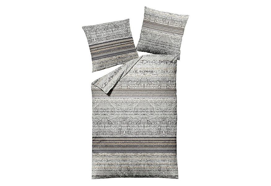 MONDO Bettwäsche ALCORA, Satin, 155 x 220 cm, Grau, Beige, Baumwolle, 2 tei günstig online kaufen