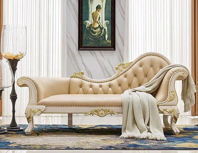 JVmoebel Chaiselongue Beiger Chaiselongue Chesterfield Sofa Couch Liege Ott günstig online kaufen