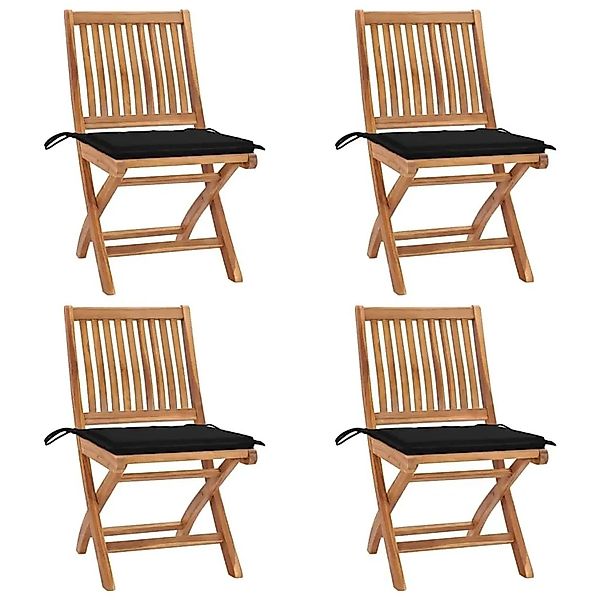 vidaXL Klappbare Gartenstühle mit Kissen 4 Stk Massivholz Teak 3072814 günstig online kaufen