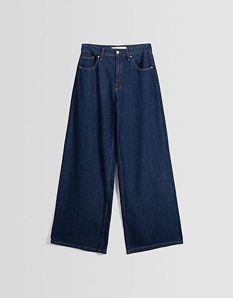 Bershka Wide-Leg-Jeans Damen 40 Marinenblau günstig online kaufen