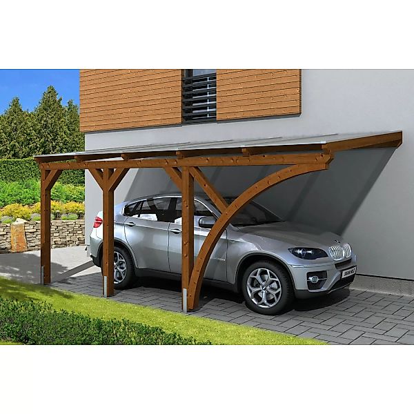 Skan Holz Carport Eifel 300 cm x 541 cm Nussbaum günstig online kaufen