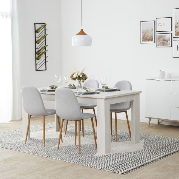 Homestyle4u Esszimmerstuhl 6er Set in Grau 2338 günstig online kaufen
