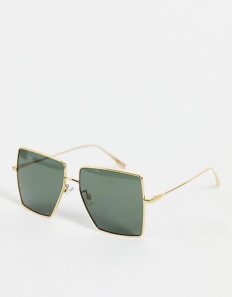 NA-KD – Oversize-Sonnenbrille mit eckigem Rahmen in Gold-Goldfarben günstig online kaufen