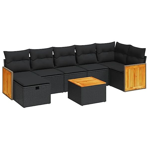 vidaXL 8-Tlg Garten-Sofagarnitur mit Kissen Schwarz Poly Rattan 3326045 günstig online kaufen