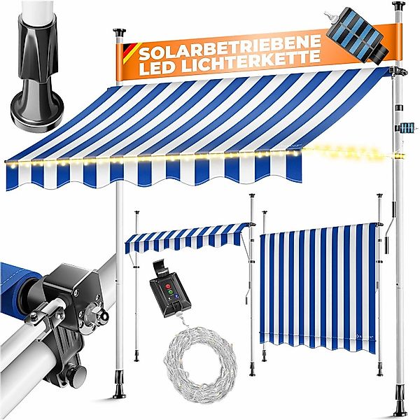 KESSER Klemmmarkise mit Handkurbel & LED, 150x180cm Balkonmarkise ohne Bohr günstig online kaufen